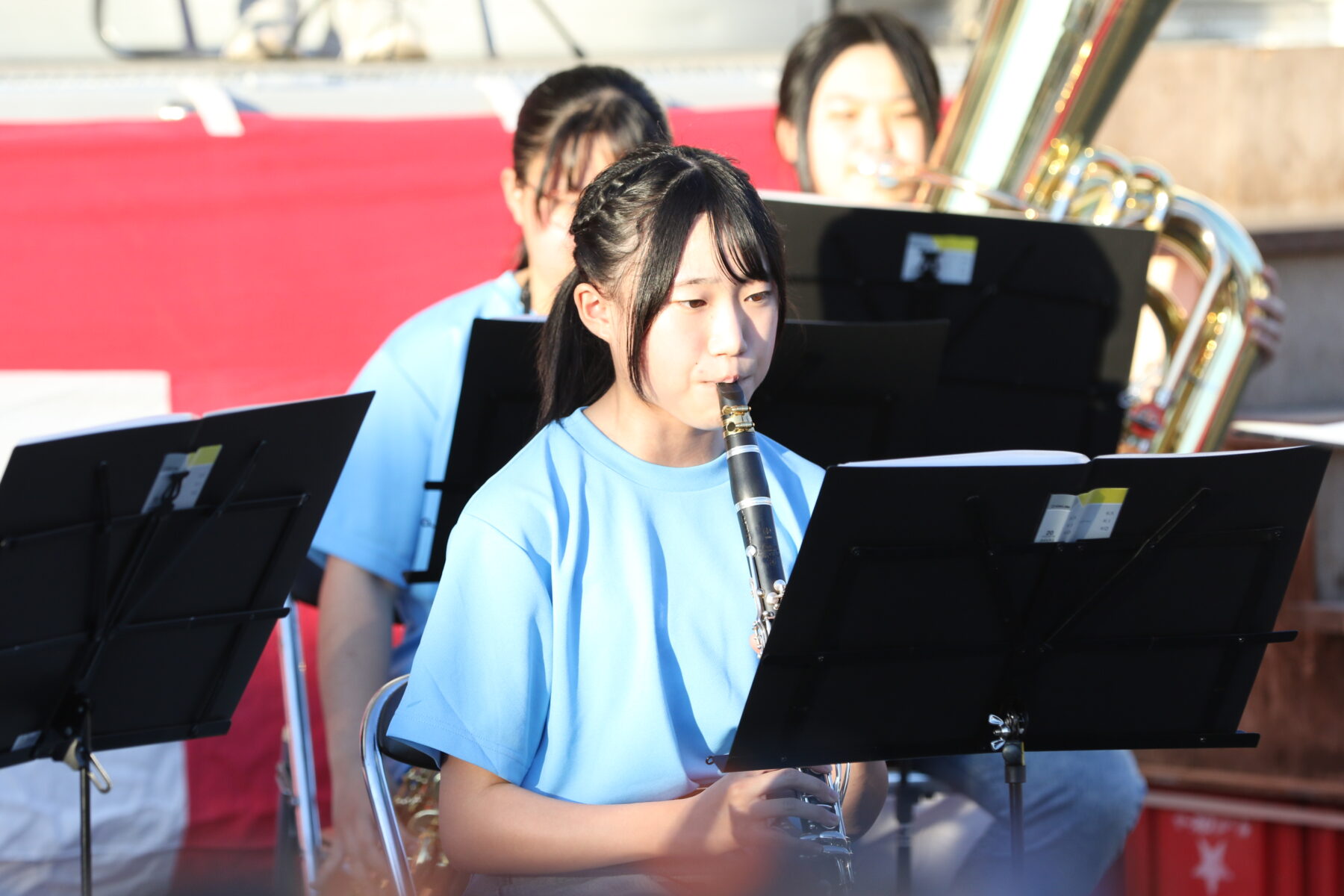 にぎわい夏祭り　8月1日　吹奏楽部が出演しました。 1枚目写真