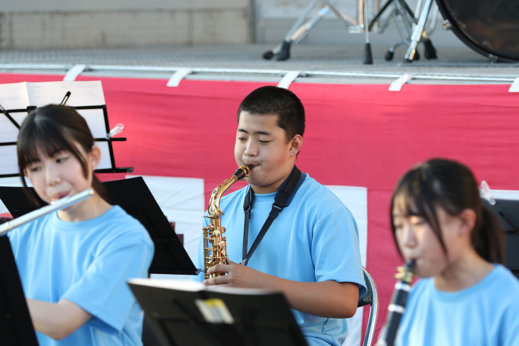 にぎわい夏祭り　8月1日　吹奏楽部が出演しました。 5枚目写真