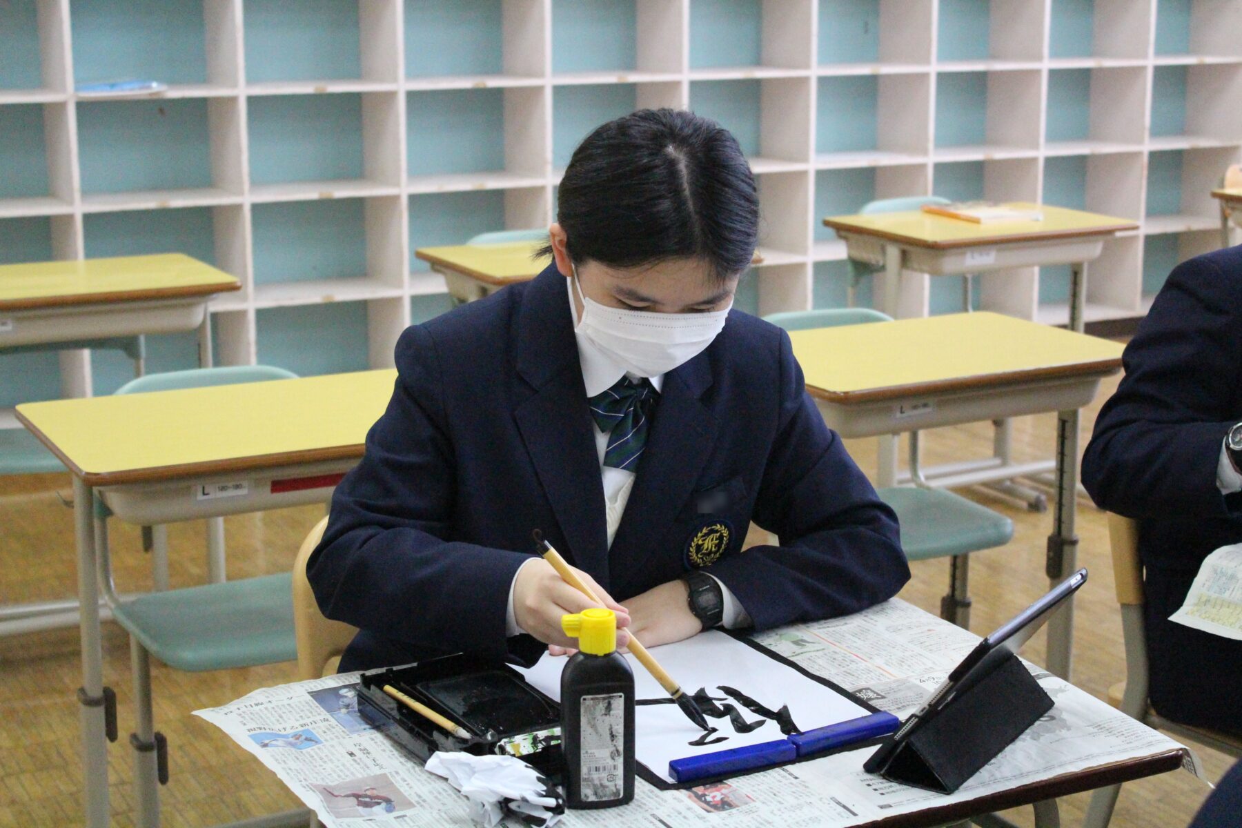 ２年生全員元気に復帰　復帰１時間目は書写 1枚目写真