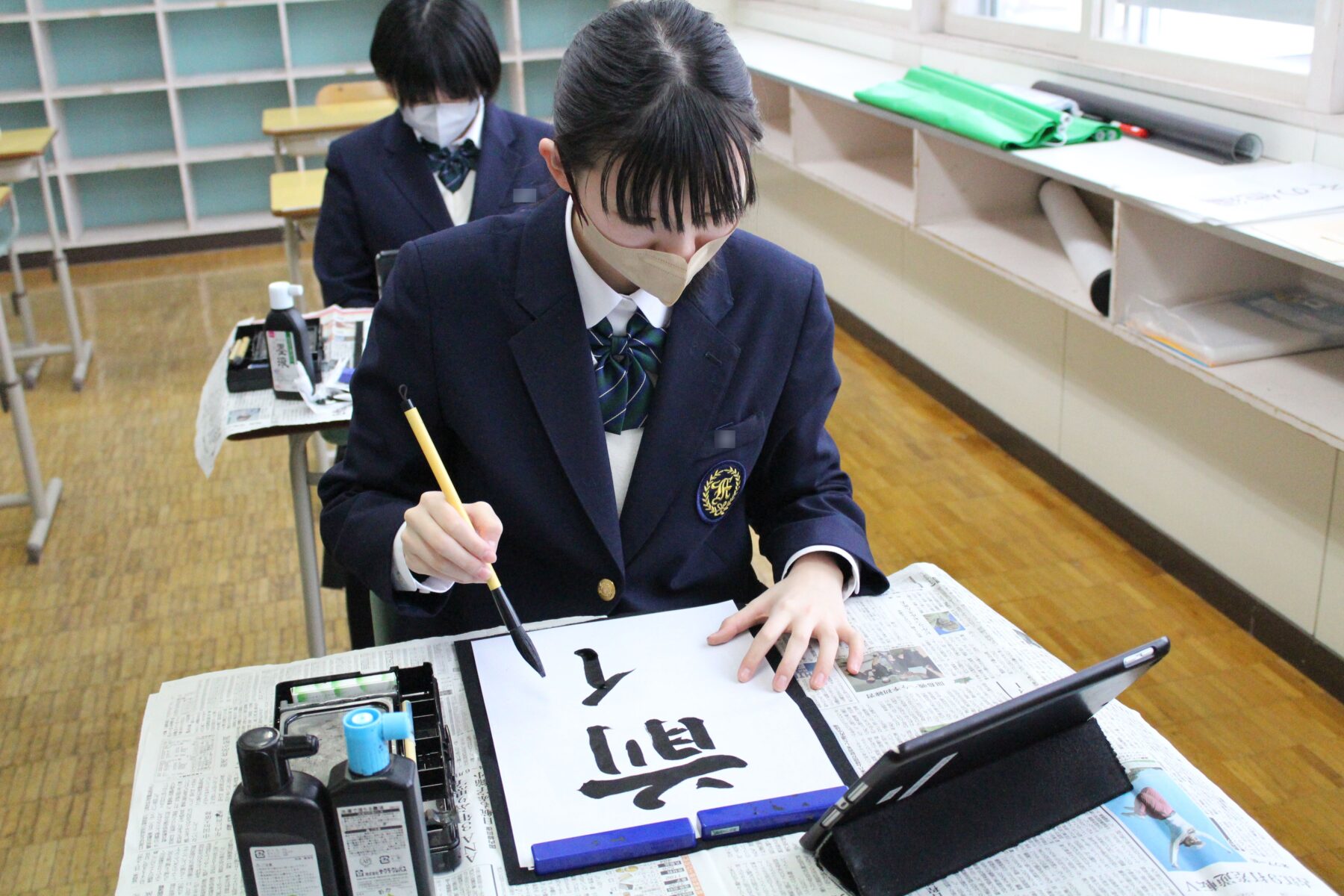 ２年生全員元気に復帰　復帰１時間目は書写 6枚目写真