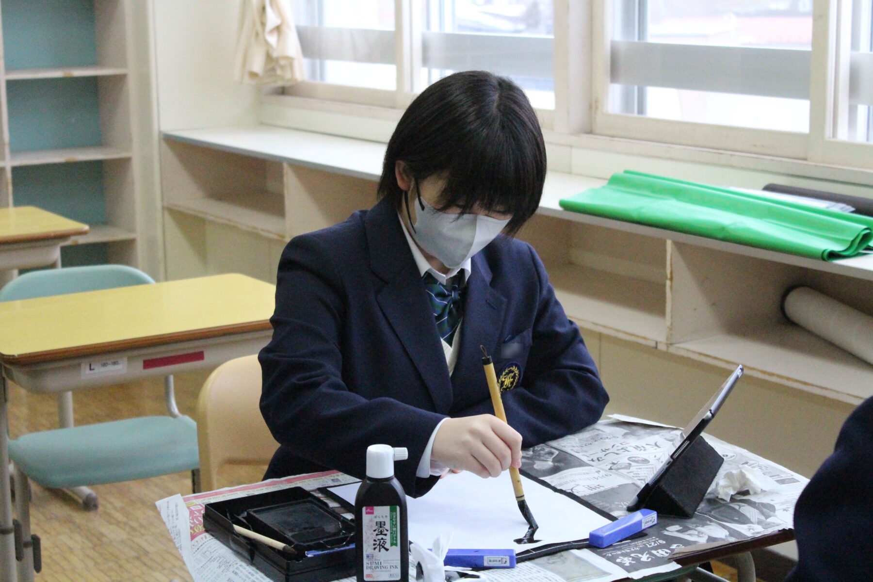 ２年生全員元気に復帰　復帰１時間目は書写 8枚目写真